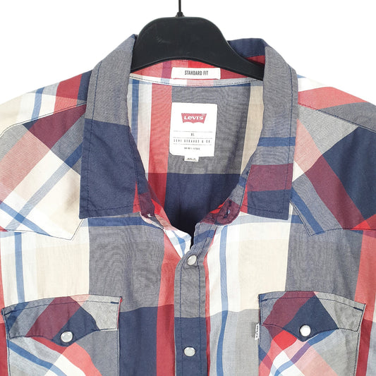 Mens Cream Levis Western Cowboy Pearl Snap Short Sleeve Shirt