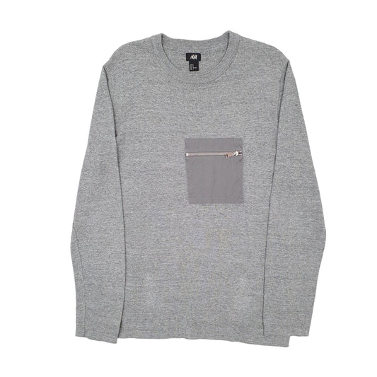 Mens Grey H&M Lightweight Crewneck Jumper