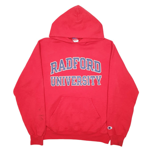 Mens Red Champion Radford University USA Spellout Hoodie Jumper