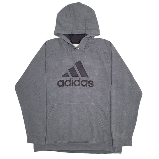 Mens Grey Adidas Spellout Hoodie Jumper