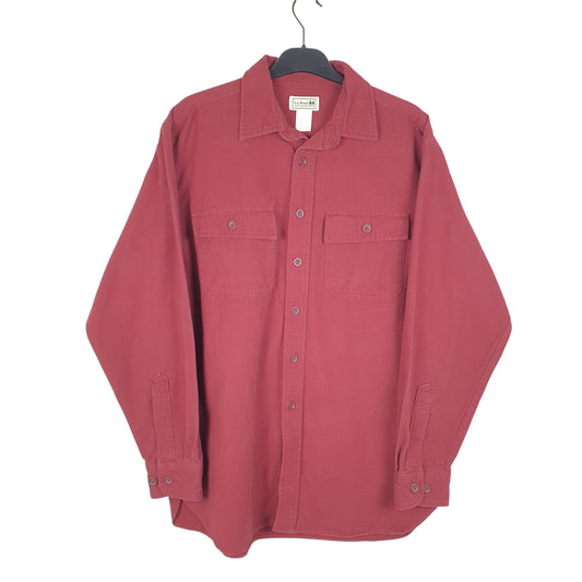Mens Burgundy L.L.Bean Chamois Overshirt Shacket Long Sleeve Shirt