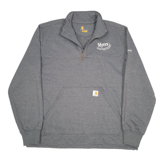 Mens Grey Carhartt Workwear Myers Building Specialist Timberlake Cabinetry Quarter Zip Jumper