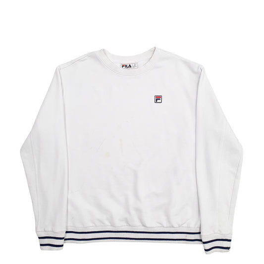 Womens White Fila Crewneck Jumper