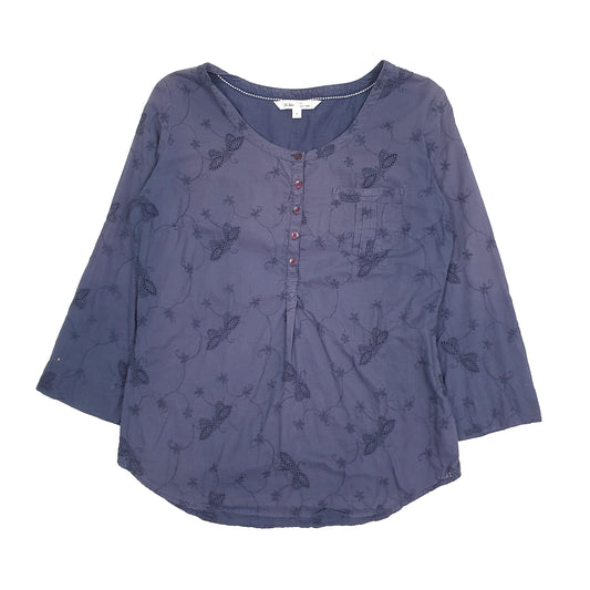 Womens Navy Fat Face Long Sleeve T Shirt