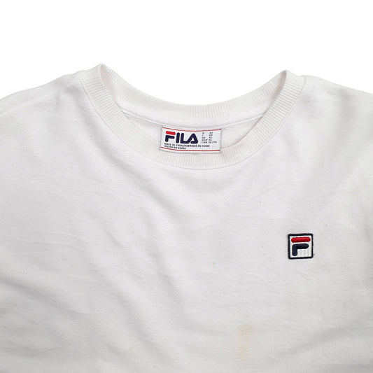 Mens White Fila Crewneck Jumper