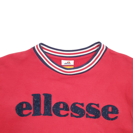 Mens Red Ellesse Spellout Crewneck Jumper