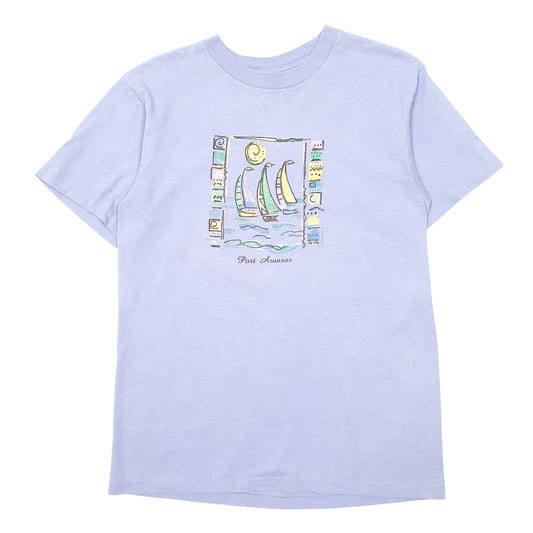 Mens Lilac Anvil Single Stitch Vintage 90s Made In USA Port Aransas Short Sleeve T Shirt