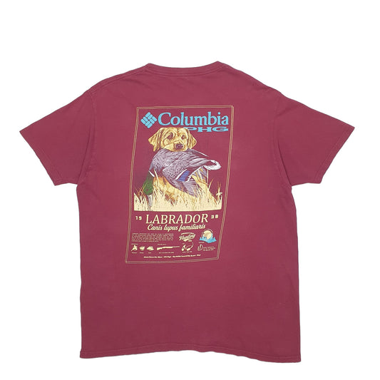 Mens Burgundy Columbia Sportswear PHG Labrador Dog Short Sleeve T Shirt