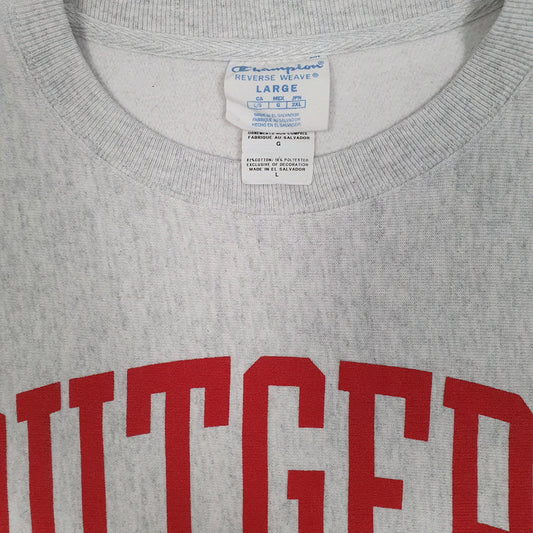 Mens Grey Champion Reverse Weave Rutgers Crewneck Jumper