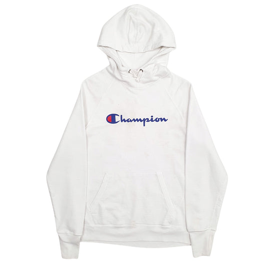 Womens White Champion Spellout Hoodie Jumper