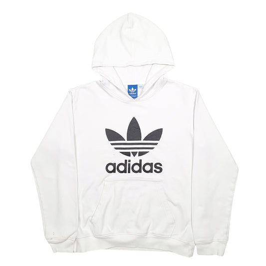 Mens White Adidas Spellout Hoodie Jumper