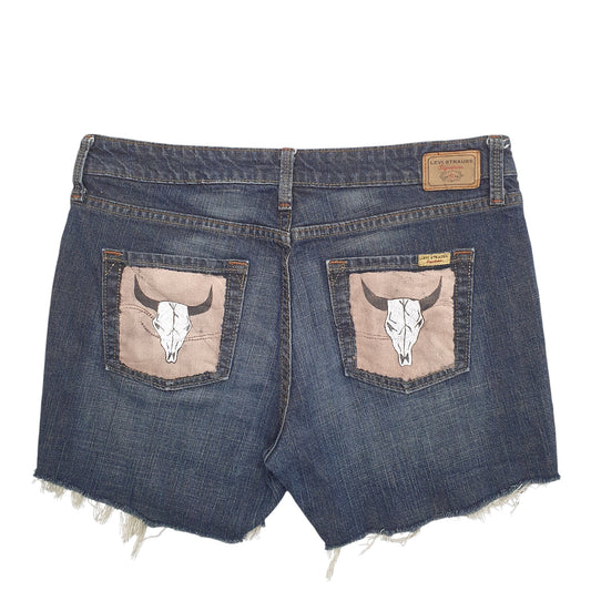 Womens Blue Levis Skull Denim Shorts