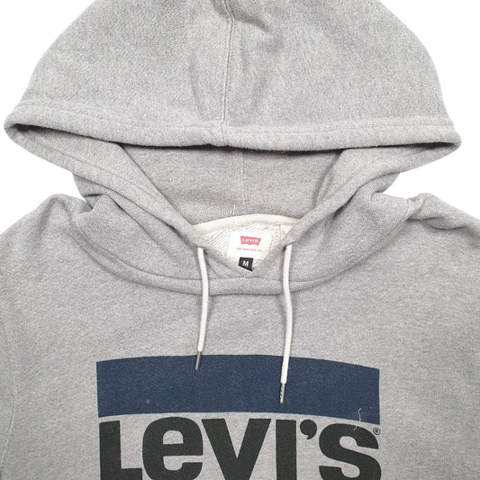 Mens Grey Levis Spellout Hoodie Jumper
