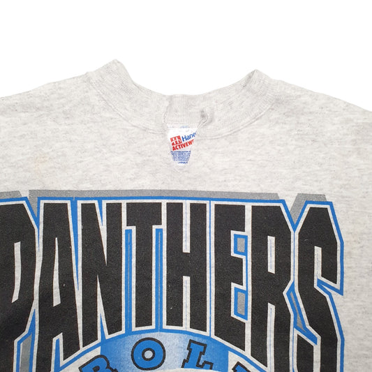 Mens Grey Hanes Vintage Carolina Panthers NFL Football Crewneck Jumper