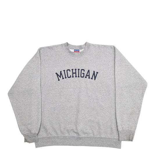 Mens Grey Champion Michigan Spellout Crewneck Jumper