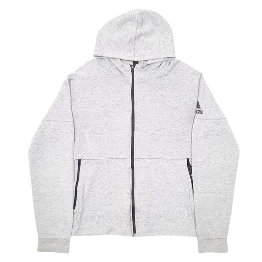 Mens Grey Adidas Hoodie Full Zip Jumper