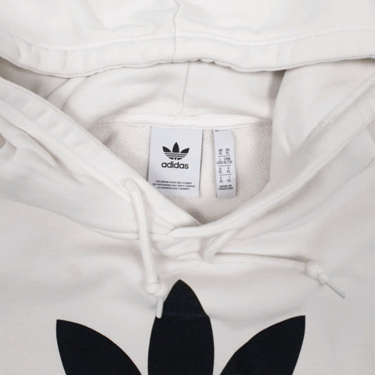 Mens White Adidas Spellout Hoodie Jumper