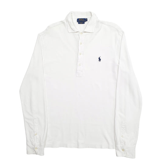 Mens White Polo Ralph Lauren Long Sleeve Polo Shirt
