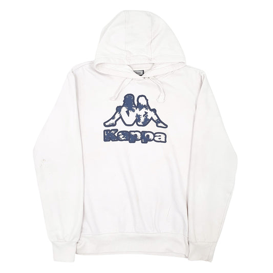 Mens White Kappa Spellout Hoodie Jumper