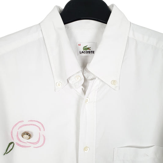 Mens White Lacoste Long Sleeve Shirt