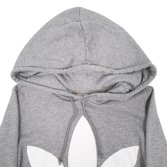 Womens Grey Adidas Spellout Hoodie Jumper