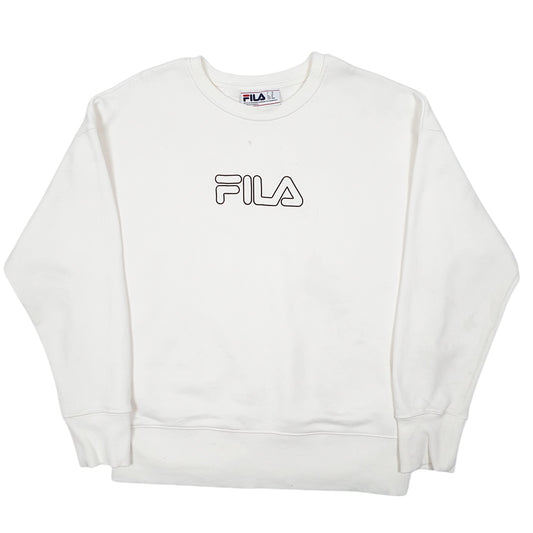 Mens Cream Fila Spellout Crewneck Jumper