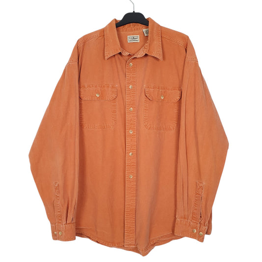 Mens Orange L.L.Bean Overshirt Long Sleeve Shirt
