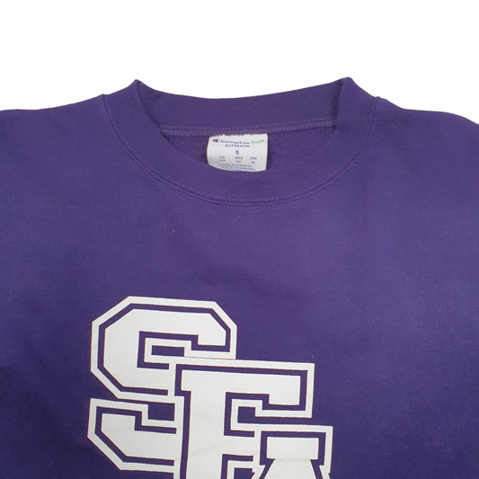 Mens Purple Champion USA College Crewneck Jumper