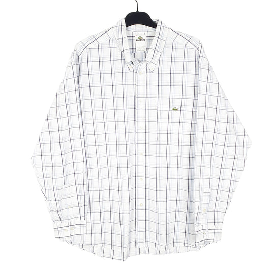 Mens White Lacoste Long Sleeve Shirt