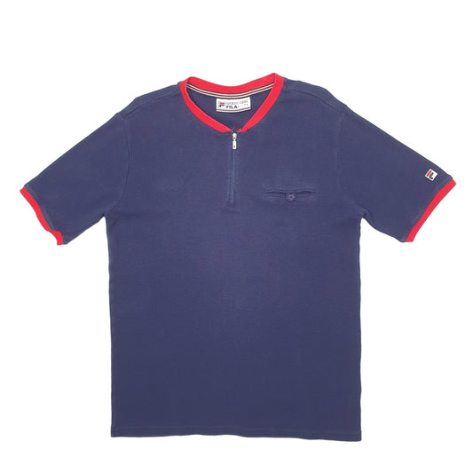 Mens Navy Fila Short Sleeve Polo Shirt