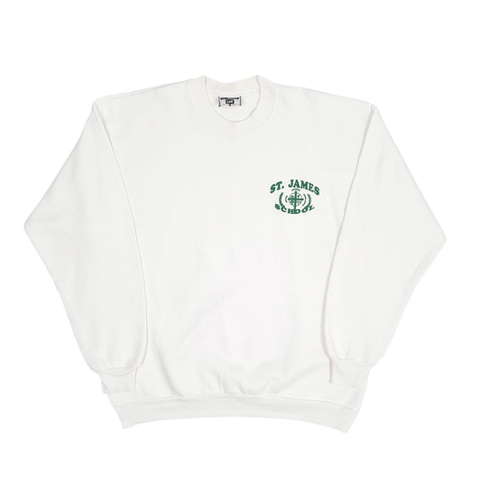 Mens White Lee St James School Crewneck Jumper