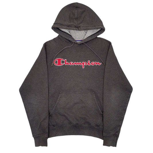 Mens Grey Champion Spellout Hoodie Jumper