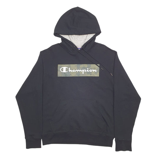 Mens Black Champion Spellout Hoodie Jumper