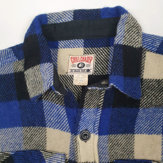 Mens Blue Chill Chaser Blue Top Vintage 1960s Plaid Cruiser Shacket Shirt Coat