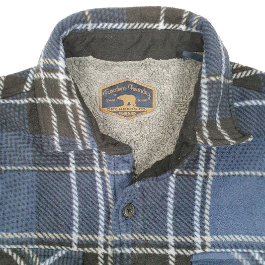 Mens Blue Freedom Foundry Fleece Overshirt Shacket Long Sleeve Shirt