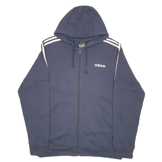 Mens Navy Adidas Hoodie Active Track Top Full Zip Jumper