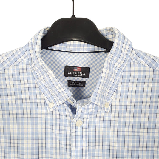 Mens Blue U.S. Polo Assn. 2 Ply Yarns Short Sleeve Shirt
