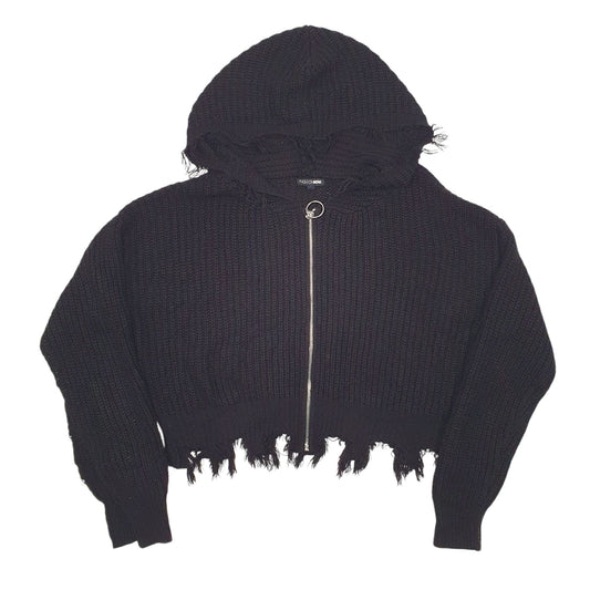 Womens Black Fashion Nova Knit Full Zip Jumper