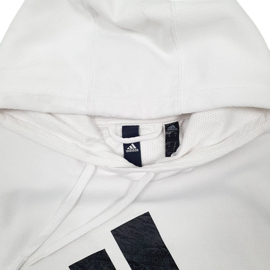Mens White Adidas Hoodie Jumper