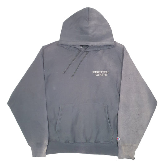 Mens Black Champion Vintage 2000s Y2K Cattle Co Reverse Weave Hoodie Jumper