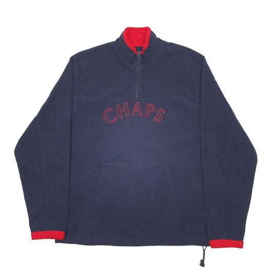 Mens Navy Chaps Spellout Quarter Zip Jumper