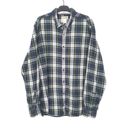 Mens Navy L.L.Bean Flannel Overshirt Long Sleeve Shirt