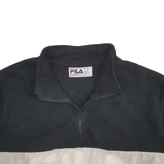 Womens Black Fila Spellout Quarter Zip Jumper