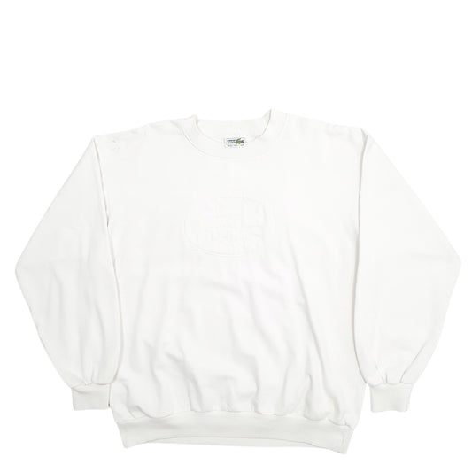 Mens White Lacoste Spellout Crewneck Jumper