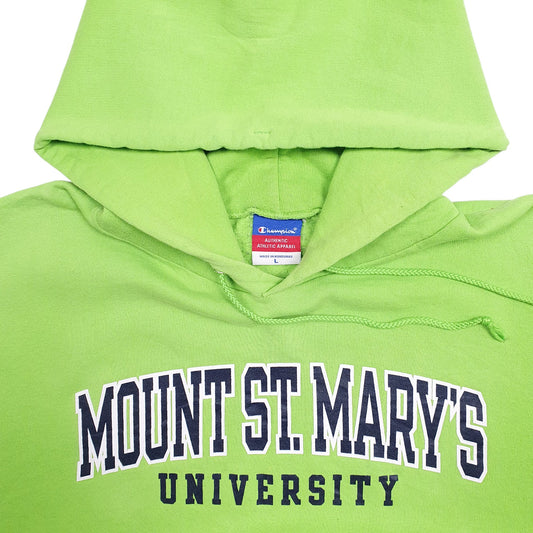 Mens Green Champion Mount St Mary's University Hoodie Jumper