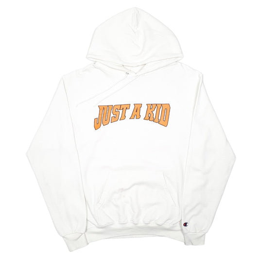 Mens White Champion Just a Kid Tour Hoodie Jumper