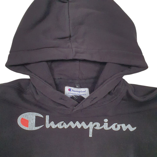 Mens Black Champion Spellout Hoodie Jumper
