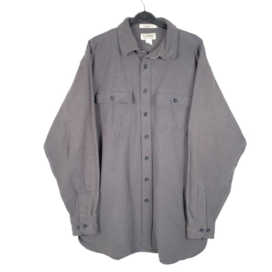 Mens Grey L.L.Bean Chamois Overshirt Shacket Tall Long Sleeve Shirt