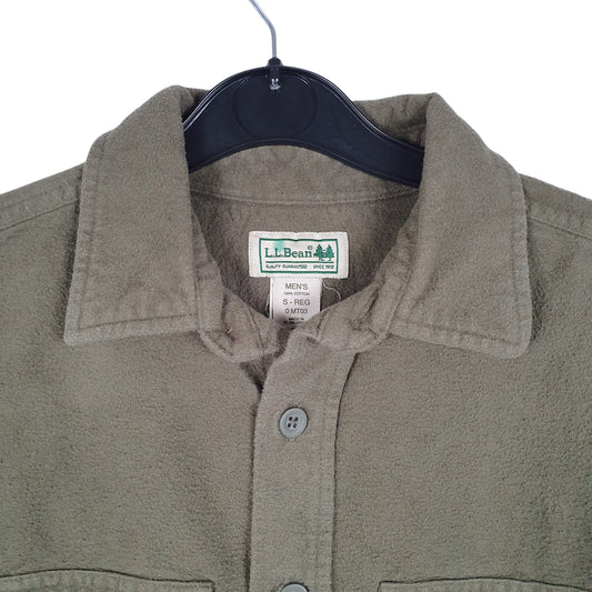 Mens Khaki L.L.Bean Chamois Overshirt Shacket Long Sleeve Shirt