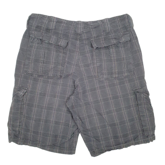 Mens Black Lee Dungarees Check Grid Cargo Shorts